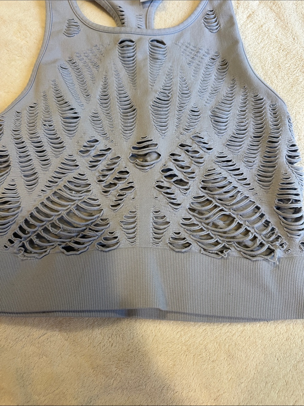 ALO-Light Blue Laser-Cut Racerback Crop Top size small ( read below - Picture 8 of 8